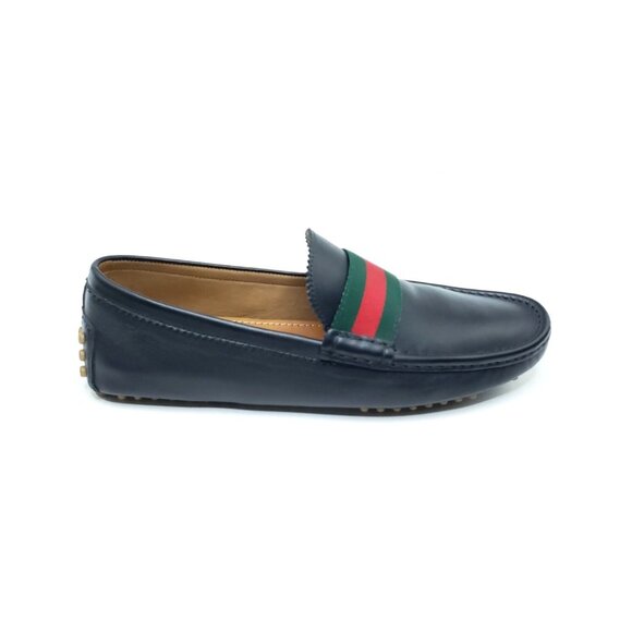 Gucci Web Driver Loafer Black Leather Green Red Stripe Slip On Mens US 10 - Picture 8 of 11